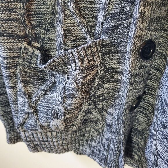 XRAY Jeans Mens L Cardigan Sweater Charcoal Gray Button Front Grandpa Preppy - Picture 7 of 13